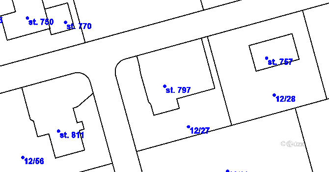 Parcela st. 797 v KÚ Dolní Studénky, Katastrální mapa