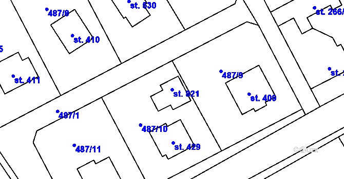 Parcela st. 821 v KÚ Dolní Studénky, Katastrální mapa