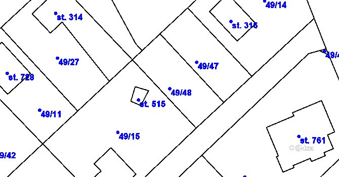 Parcela st. 49/48 v KÚ Dolní Studénky, Katastrální mapa