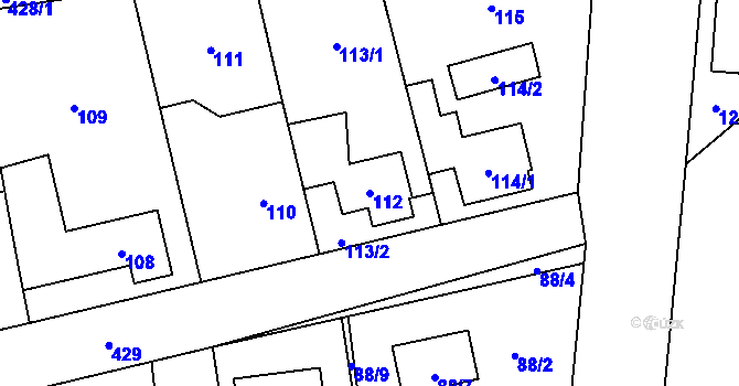 Parcela st. 112 v KÚ Dolní Sukolom, Katastrální mapa