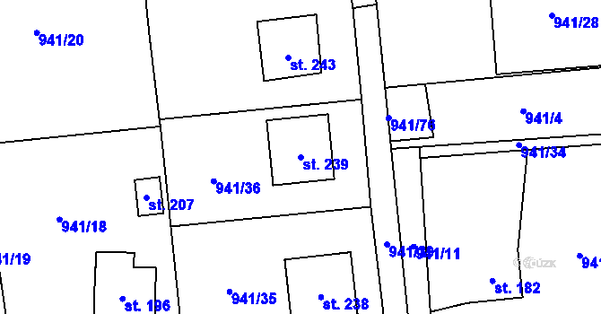 Parcela st. 239 v KÚ Dolní Tošanovice, Katastrální mapa