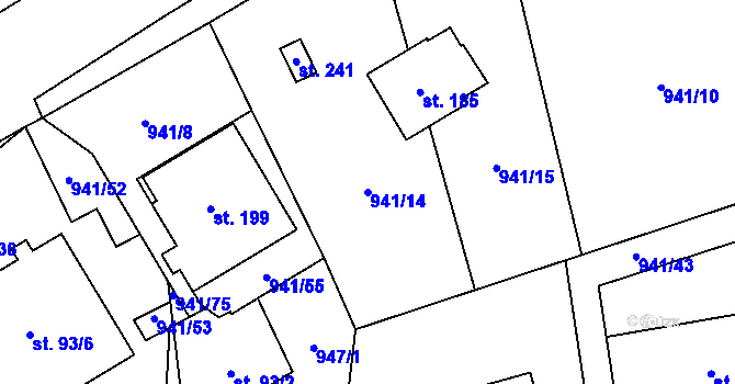 Parcela st. 941/14 v KÚ Dolní Tošanovice, Katastrální mapa