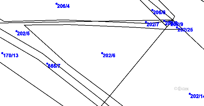 Parcela st. 202/6 v KÚ Dolní Svince, Katastrální mapa