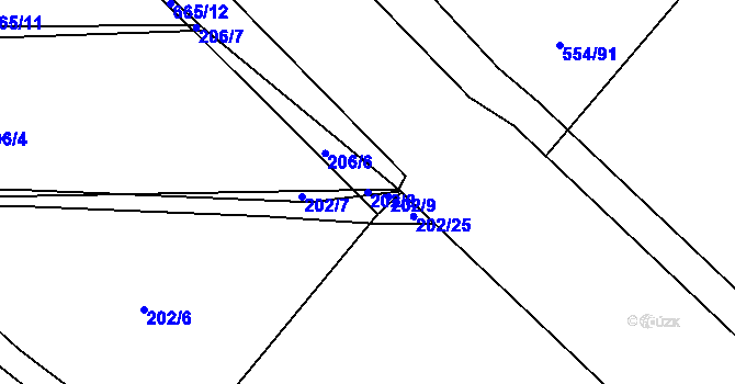 Parcela st. 202/8 v KÚ Dolní Svince, Katastrální mapa