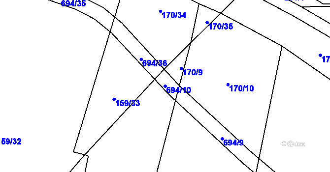 Parcela st. 694/10 v KÚ Dolní Svince, Katastrální mapa
