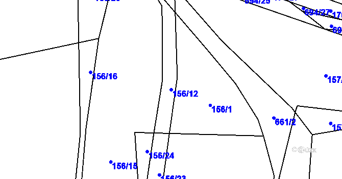 Parcela st. 156/12 v KÚ Dolní Svince, Katastrální mapa