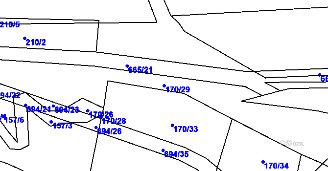 Parcela st. 170/29 v KÚ Dolní Svince, Katastrální mapa