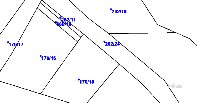 Parcela st. 202/10 v KÚ Dolní Svince, Katastrální mapa