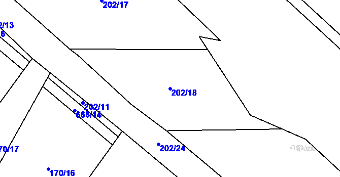 Parcela st. 202/18 v KÚ Dolní Svince, Katastrální mapa