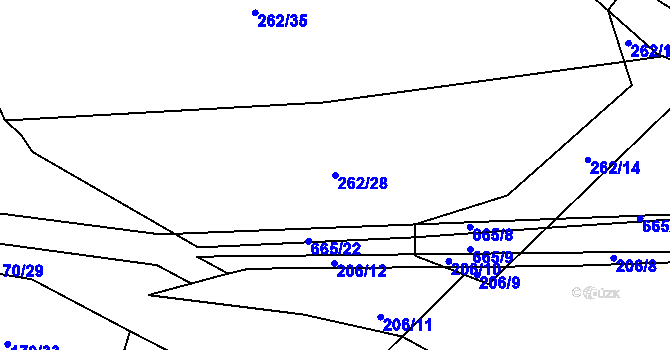 Parcela st. 262/28 v KÚ Dolní Svince, Katastrální mapa
