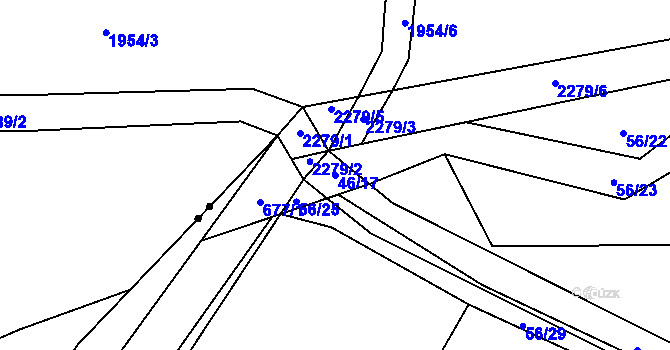 Parcela st. 46/17 v KÚ Dolní Svince, Katastrální mapa