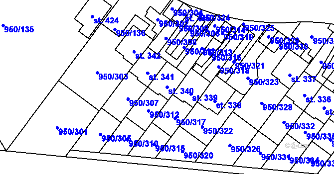 Parcela st. 340 v KÚ Dolní Třebonín, Katastrální mapa