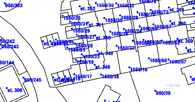 Parcela st. 349 v KÚ Dolní Třebonín, Katastrální mapa