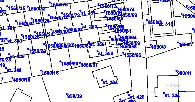 Parcela st. 358 v KÚ Dolní Třebonín, Katastrální mapa