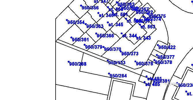 Parcela st. 950/380 v KÚ Dolní Třebonín, Katastrální mapa