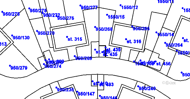 Parcela st. 459 v KÚ Dolní Třebonín, Katastrální mapa