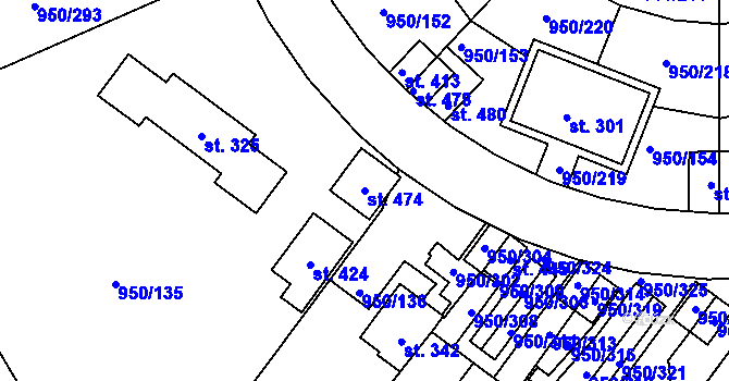 Parcela st. 474 v KÚ Dolní Třebonín, Katastrální mapa