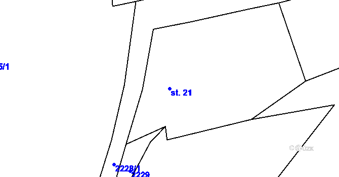Parcela st. 21 v KÚ Dolní Třebonín, Katastrální mapa