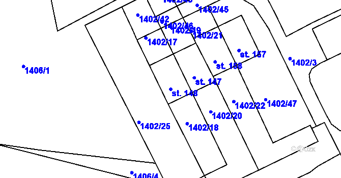 Parcela st. 148 v KÚ Dolní Třebonín, Katastrální mapa