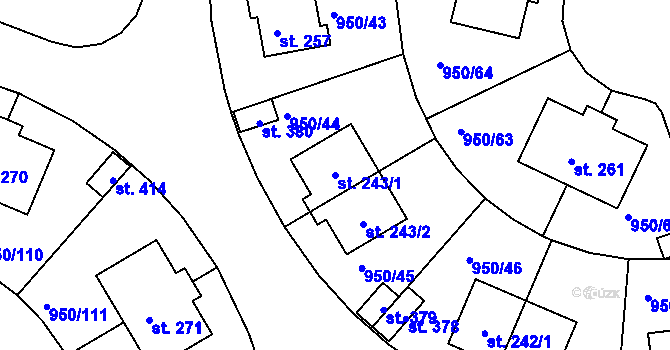 Parcela st. 243/1 v KÚ Dolní Třebonín, Katastrální mapa