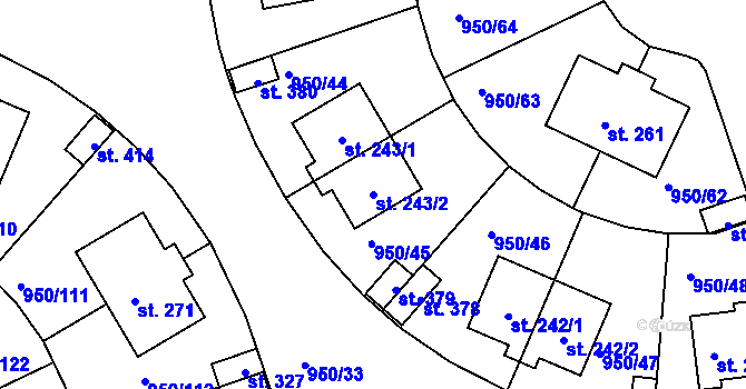 Parcela st. 243/2 v KÚ Dolní Třebonín, Katastrální mapa