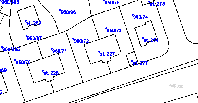 Parcela st. 227 v KÚ Dolní Třebonín, Katastrální mapa