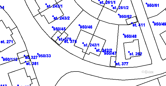 Parcela st. 242/1 v KÚ Dolní Třebonín, Katastrální mapa