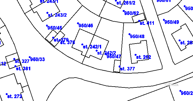 Parcela st. 242/2 v KÚ Dolní Třebonín, Katastrální mapa