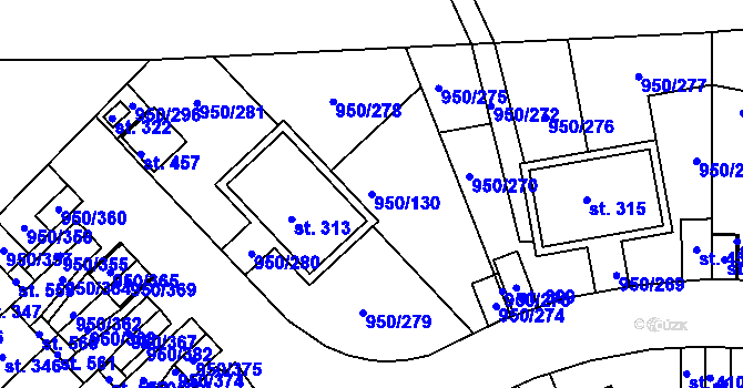 Parcela st. 950/130 v KÚ Dolní Třebonín, Katastrální mapa