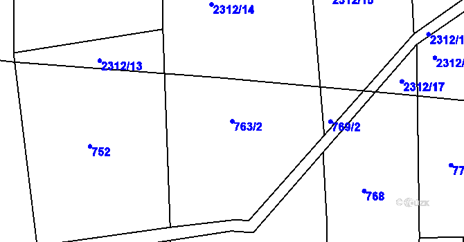 Parcela st. 763/2 v KÚ Dolní Třebonín, Katastrální mapa