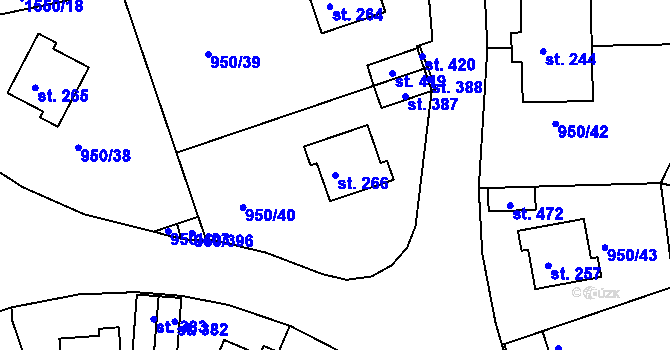 Parcela st. 266 v KÚ Dolní Třebonín, Katastrální mapa