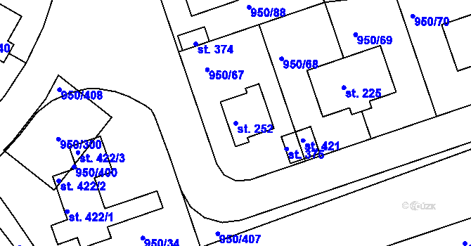 Parcela st. 252 v KÚ Dolní Třebonín, Katastrální mapa