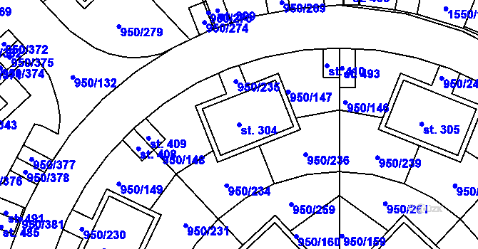 Parcela st. 304 v KÚ Dolní Třebonín, Katastrální mapa
