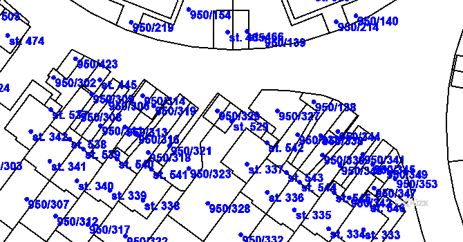Parcela st. 529 v KÚ Dolní Třebonín, Katastrální mapa