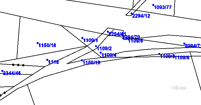 Parcela st. 1109/4 v KÚ Dolní Třebonín, Katastrální mapa