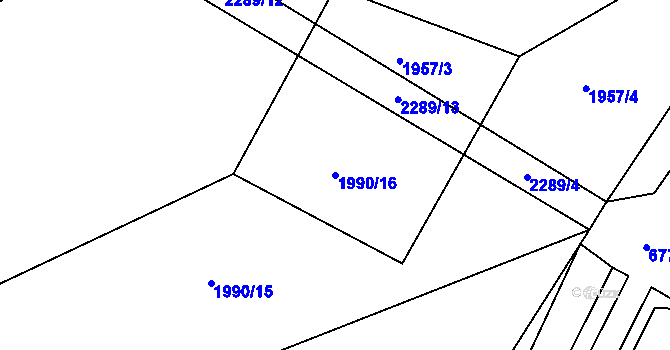 Parcela st. 1990/16 v KÚ Dolní Třebonín, Katastrální mapa