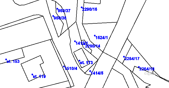 Parcela st. 2290/14 v KÚ Dolní Třebonín, Katastrální mapa