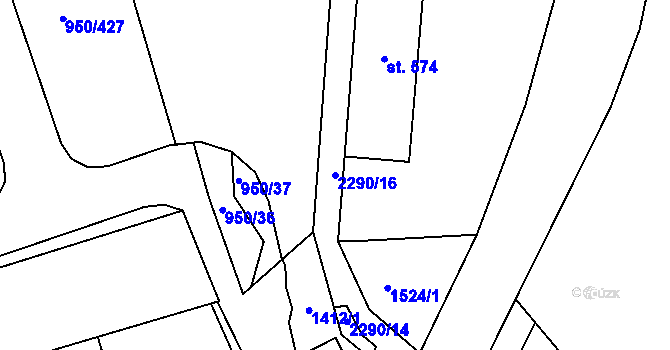 Parcela st. 2290/16 v KÚ Dolní Třebonín, Katastrální mapa