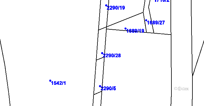 Parcela st. 2290/28 v KÚ Dolní Třebonín, Katastrální mapa