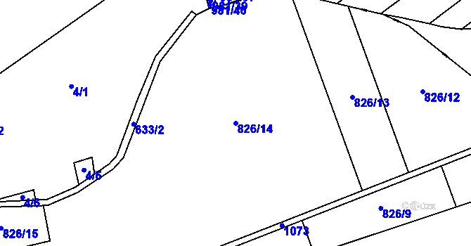 Parcela st. 826/14 v KÚ Prostřední Svince, Katastrální mapa