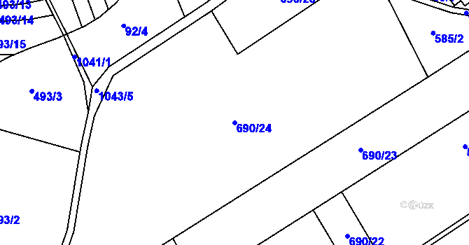 Parcela st. 690/24 v KÚ Prostřední Svince, Katastrální mapa