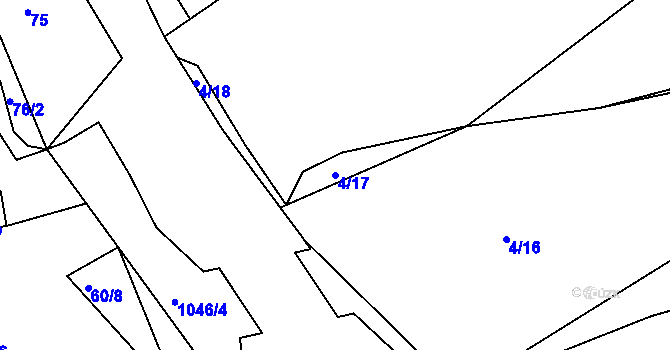 Parcela st. 4/17 v KÚ Prostřední Svince, Katastrální mapa