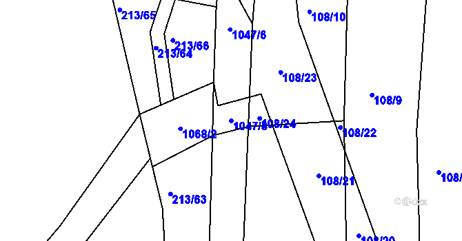Parcela st. 1047/8 v KÚ Prostřední Svince, Katastrální mapa