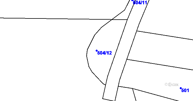 Parcela st. 504/12 v KÚ Prostřední Svince, Katastrální mapa