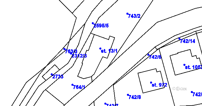 Parcela st. 13 v KÚ Dolní Újezd u Litomyšle, Katastrální mapa