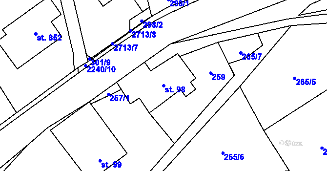 Parcela st. 98 v KÚ Dolní Újezd u Litomyšle, Katastrální mapa