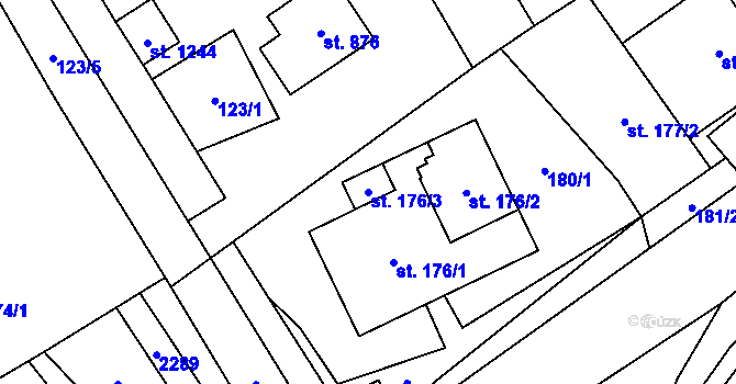 Parcela st. 176/3 v KÚ Dolní Újezd u Litomyšle, Katastrální mapa