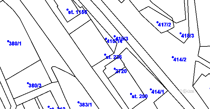 Parcela st. 236 v KÚ Dolní Újezd u Litomyšle, Katastrální mapa