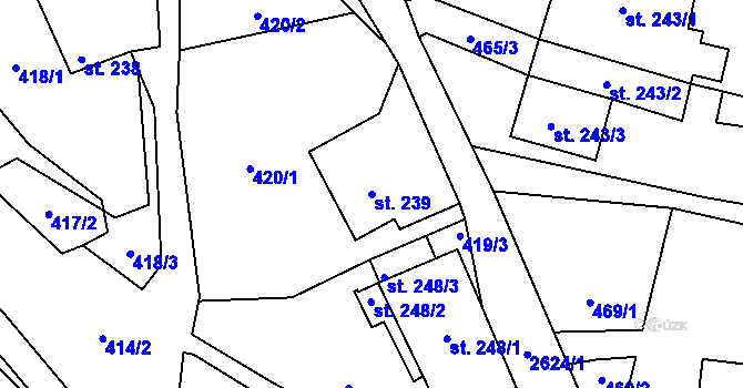 Parcela st. 239 v KÚ Dolní Újezd u Litomyšle, Katastrální mapa