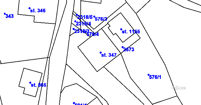 Parcela st. 347 v KÚ Dolní Újezd u Litomyšle, Katastrální mapa